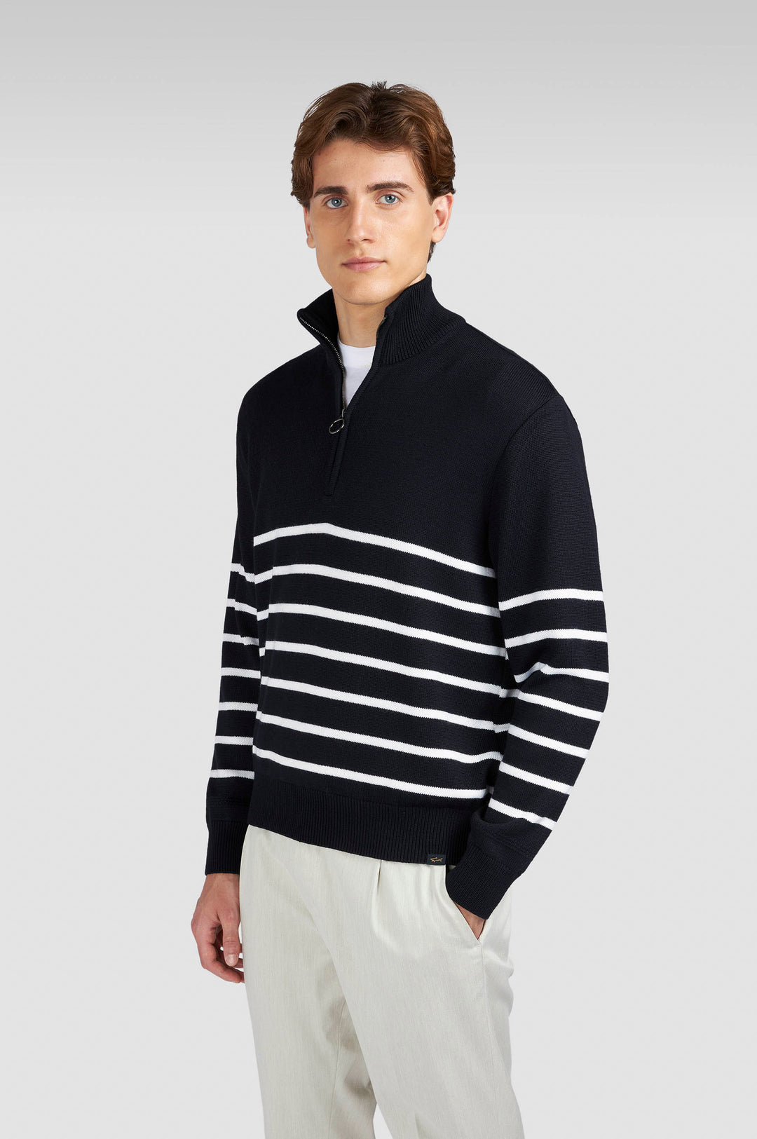 Paul &amp; Shark Tech Wool Half Zip Sweater | Navy/White