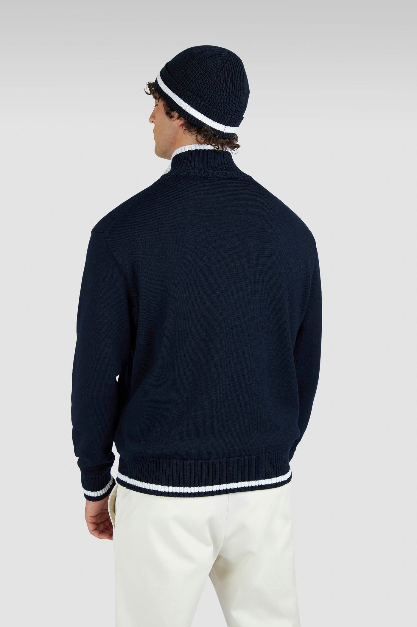 Paul & Shark Soft Cool Touch Wool Half Zip Sweater | Navy