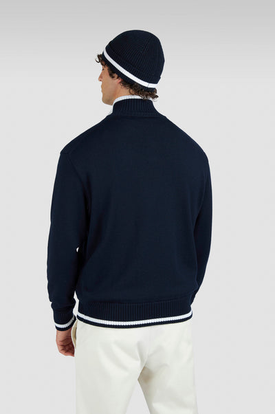 Paul & Shark Soft Cool Touch Wool Half Zip Sweater | Navy