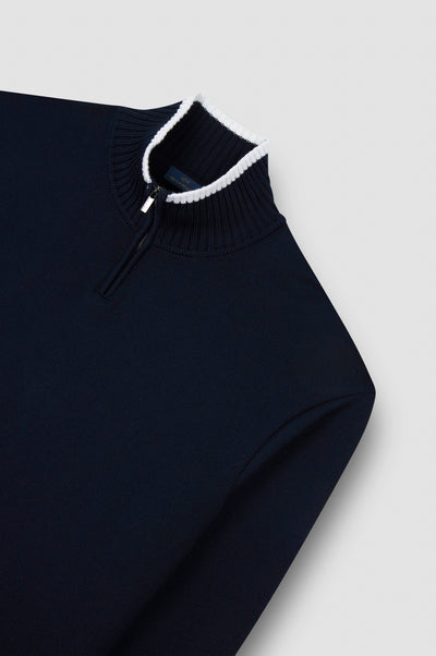 Paul & Shark Soft Cool Touch Wool Half Zip Sweater | Navy