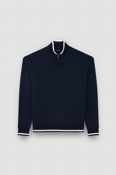 Paul & Shark Soft Cool Touch Wool Half Zip Sweater | Navy