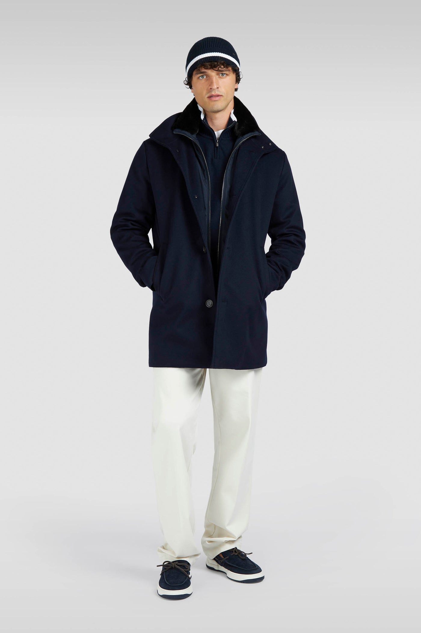 Paul & Shark Soft Cool Touch Wool Half Zip Sweater | Navy