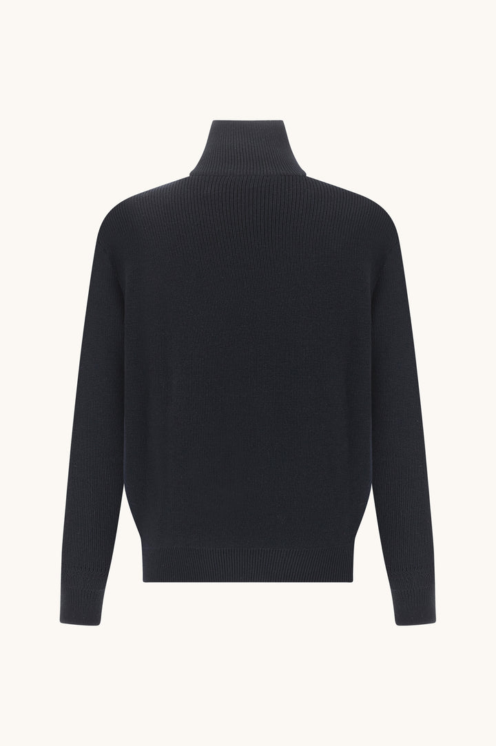 Paul &amp; Shark Tech Wool Half Zip Shark Tag Sweater | Navy