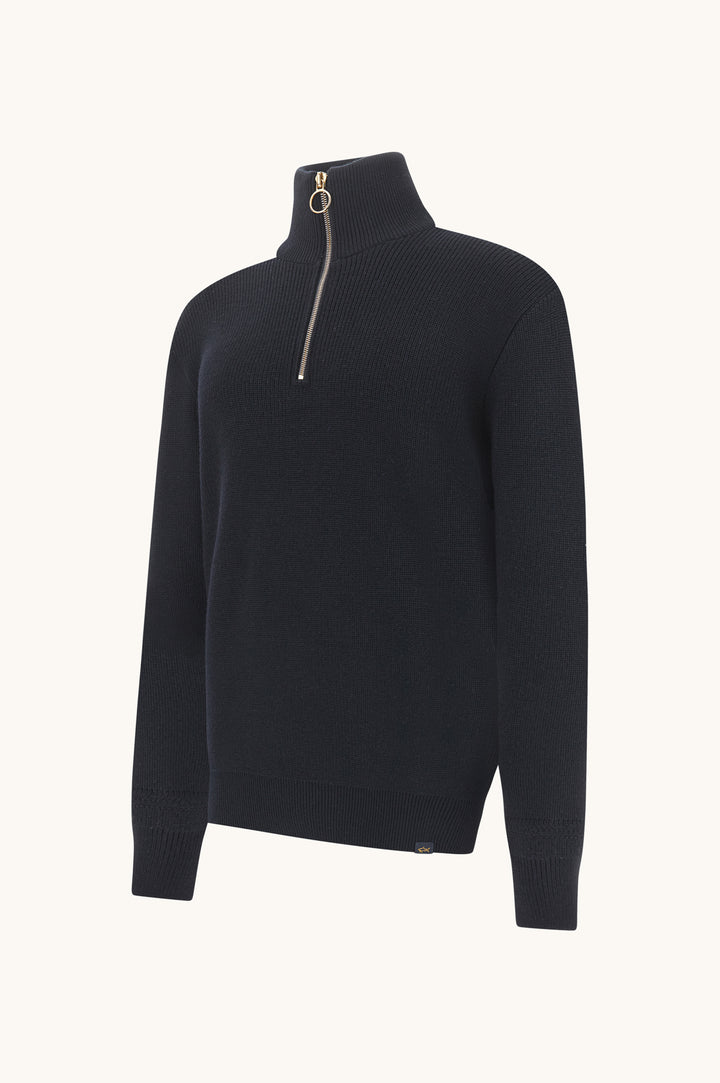 Paul &amp; Shark Tech Wool Half Zip Shark Tag Sweater | Navy