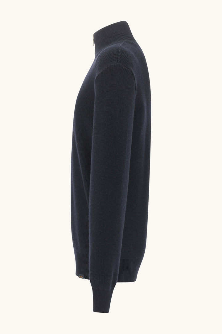 Paul &amp; Shark Tech Wool Half Zip Shark Tag Sweater | Navy