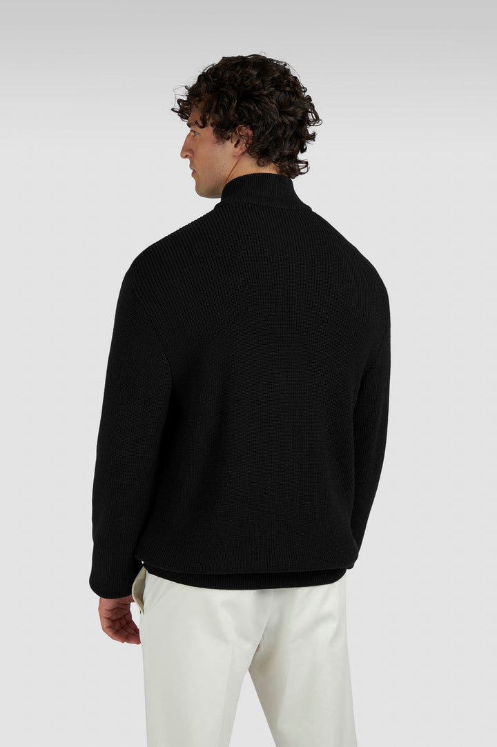 Paul &amp; Shark Zip-up Cardigan in Tech Wool | Black