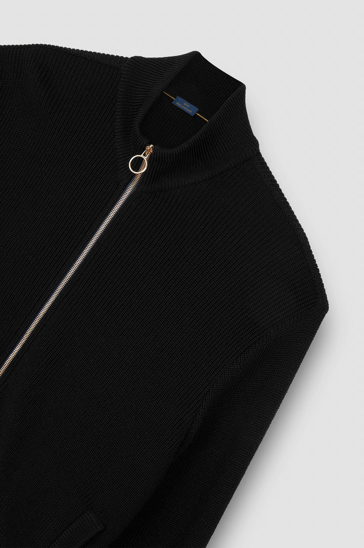Paul &amp; Shark Zip-up Cardigan in Tech Wool | Black