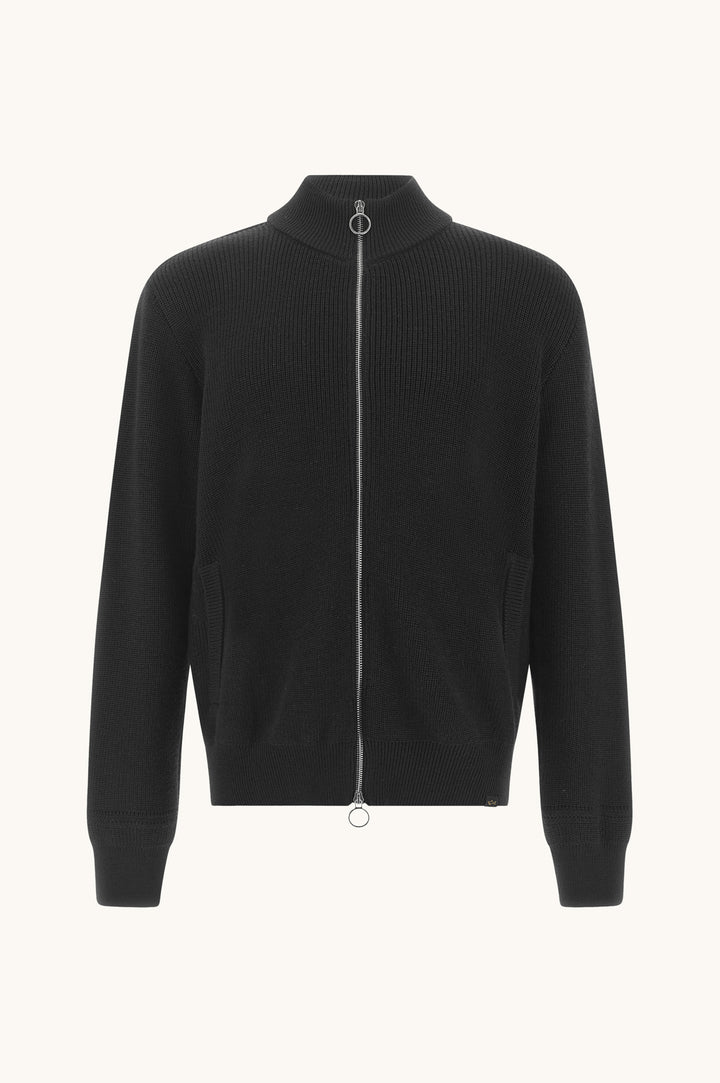 Paul &amp; Shark Zip-up Cardigan in Tech Wool | Black