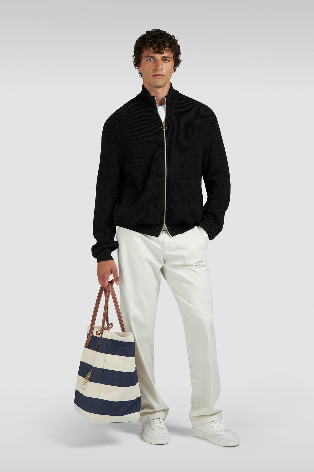 Paul &amp; Shark Zip-up Cardigan in Tech Wool | Black