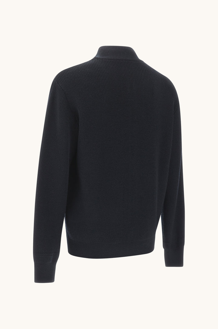 Paul &amp; Shark Zip-up Cardigan in Tech Wool | Navy