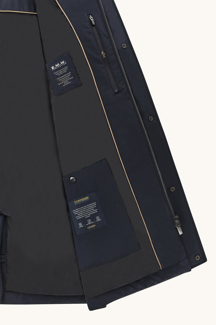 Paul &amp; Shark Typhoon RE 4X4 Stretch Carcoat with Suede Details | Navy