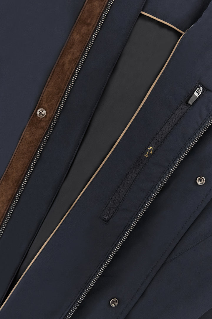 Paul &amp; Shark Typhoon RE 4X4 Stretch Carcoat with Suede Details | Navy