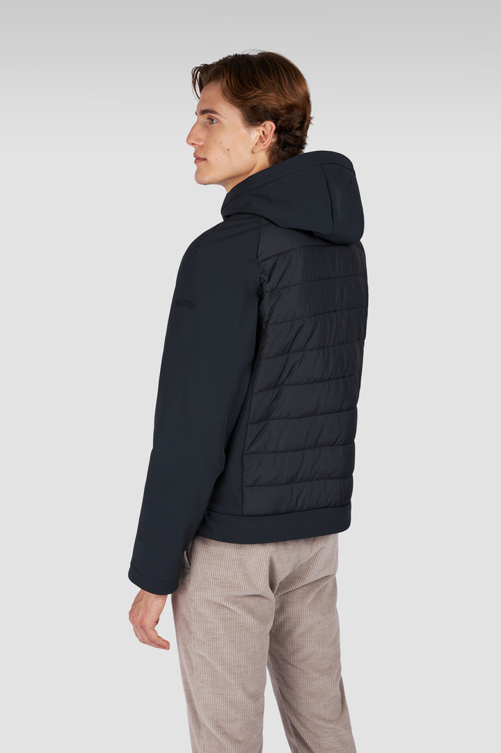Paul & Shark Re-shark shell Hybrid Jacket with Moon Badge | Black