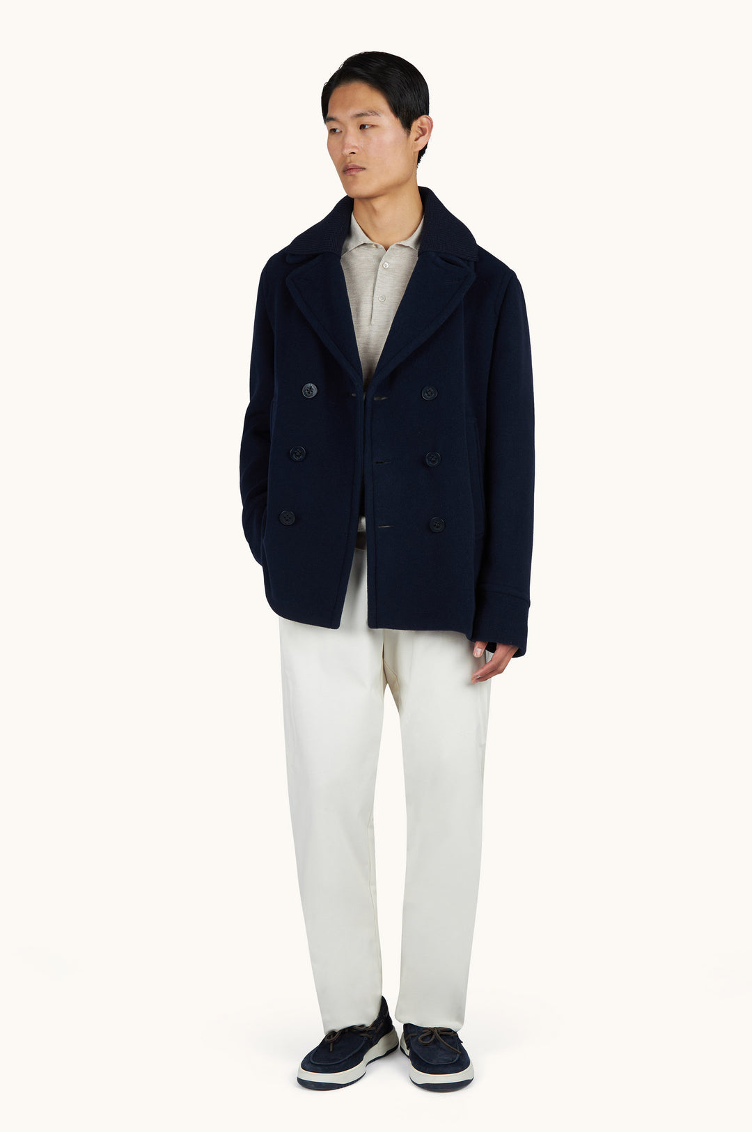 Paul &amp; Shark True Peacoat in Wool and Cashmere | Navy