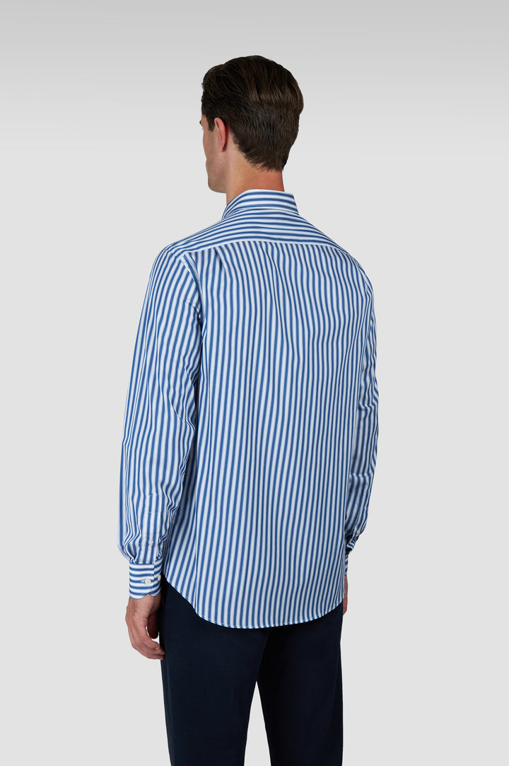 Paul & Shark Supima® Cotton Shirt with Shark Embroidery on Pocket | Blue/White