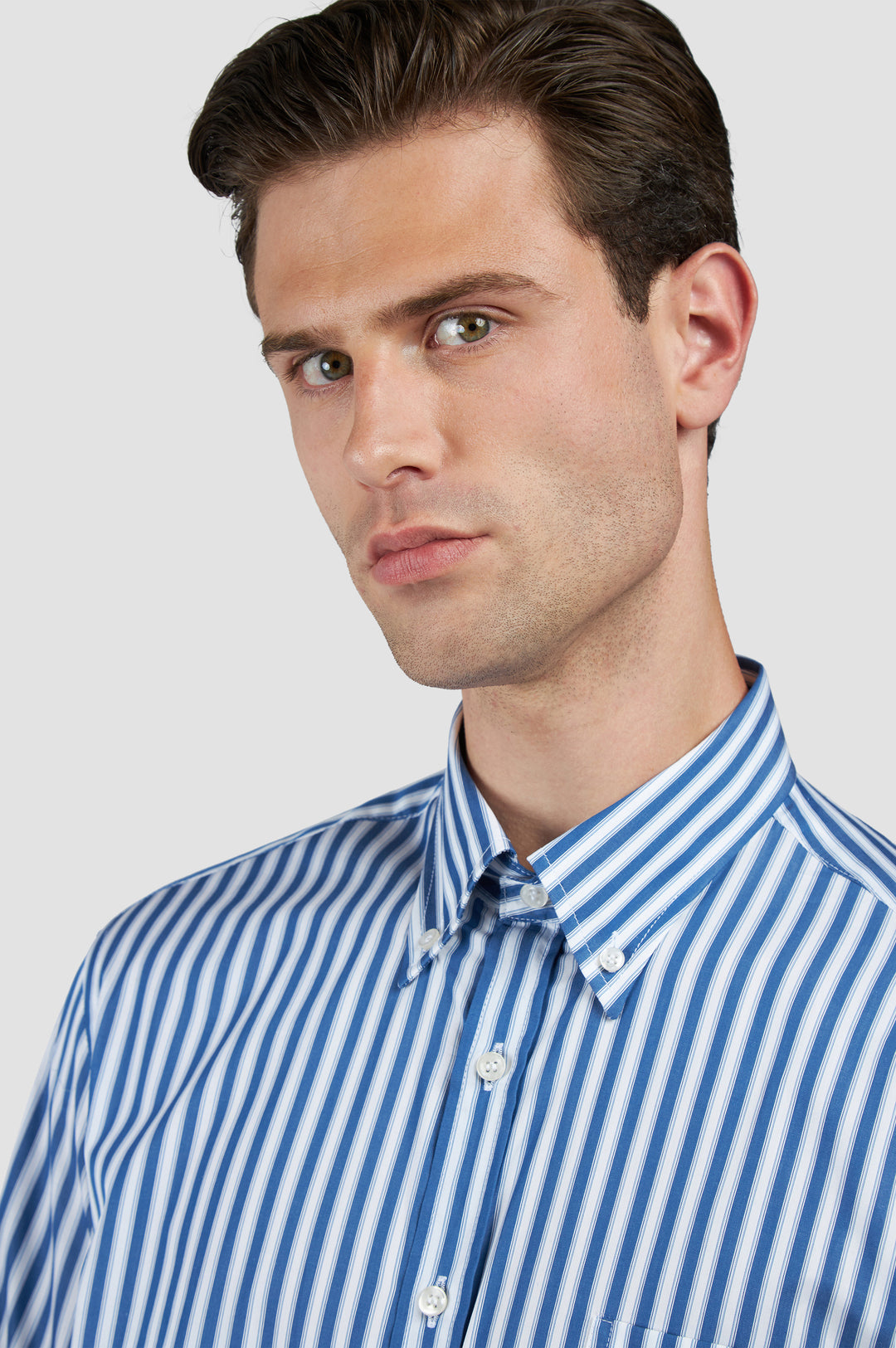 Paul & Shark Supima® Cotton Shirt with Shark Embroidery on Pocket | Blue/White