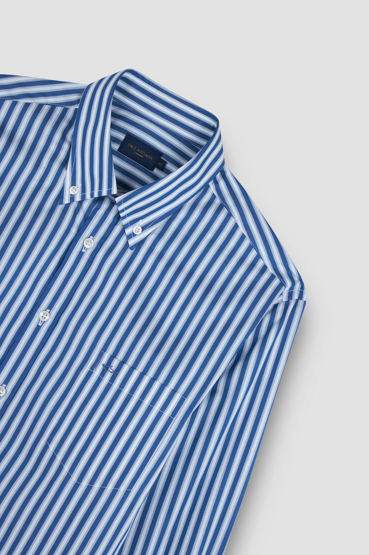 Paul & Shark Supima® Cotton Shirt with Shark Embroidery on Pocket | Blue/White