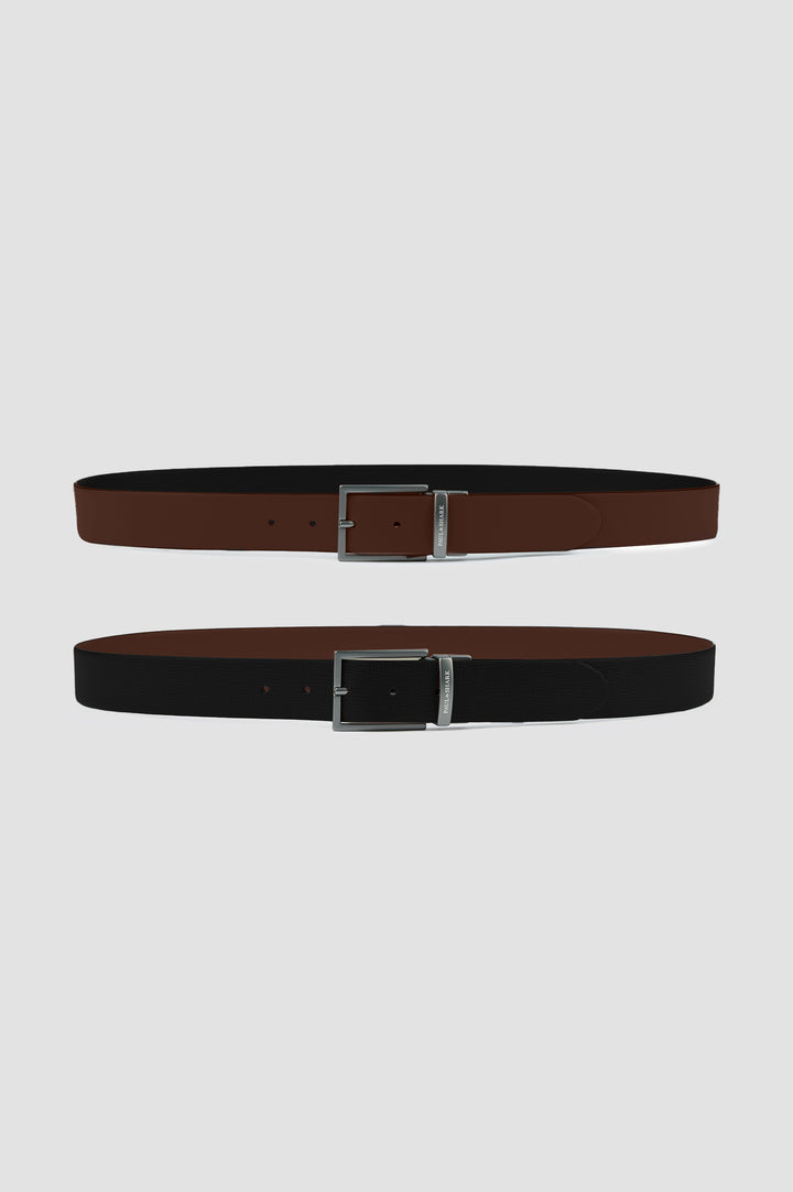 Paul &amp; Shark Smooth Grained Leather Reversible Belt | Black/Brown