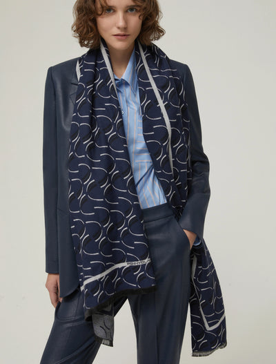 PennyBlack Fagiani Stole | Navy Graphic