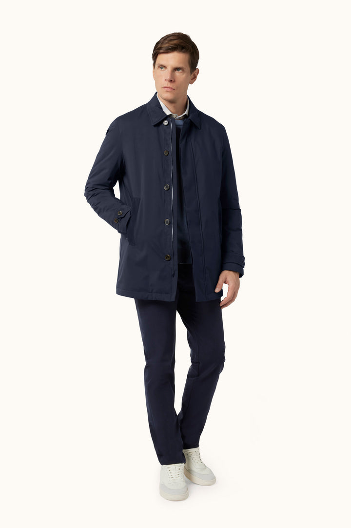 Car coat Paul &amp; Shark Typhoon Platinum blu navy, vista a figura intera indossata
