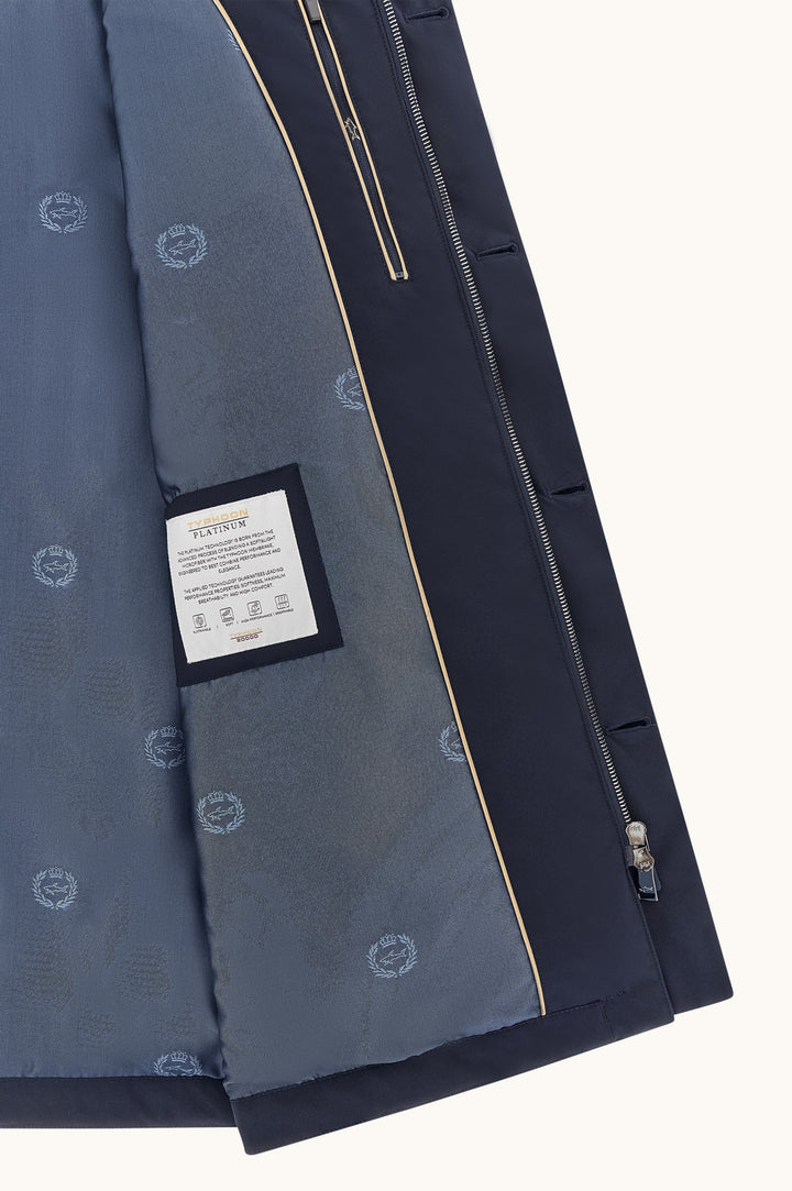 Car coat Paul &amp; Shark Typhoon Platinum blu navy, dettaglio della fodera e della tasca interna