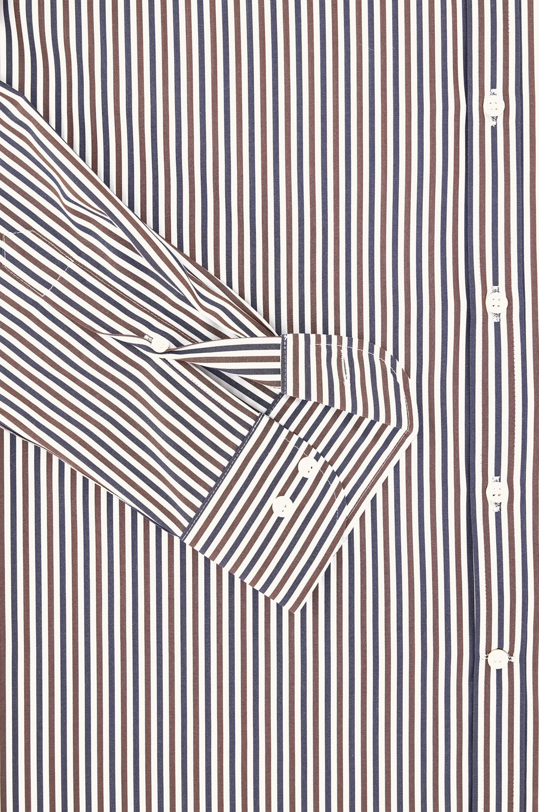 Paul &amp; Shark Cotton Poplin Stripe Button Down Shirt | Brown/White/Navy