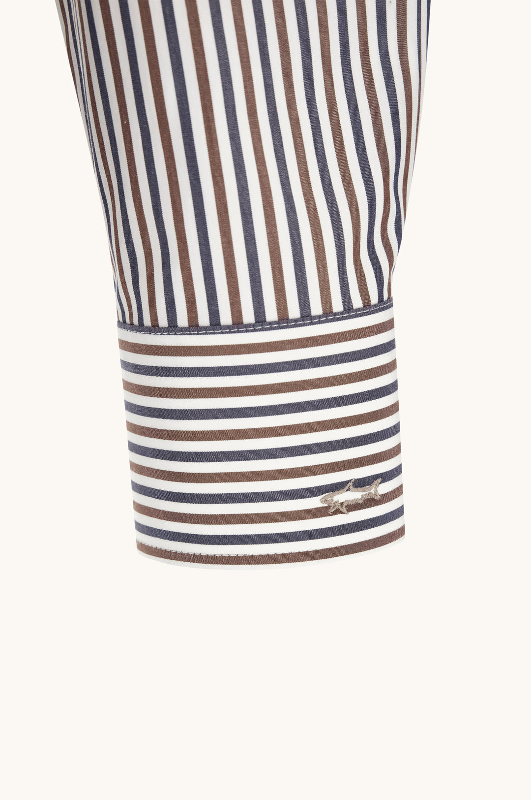 Paul &amp; Shark Cotton Poplin Stripe Button Down Shirt | Brown/White/Navy