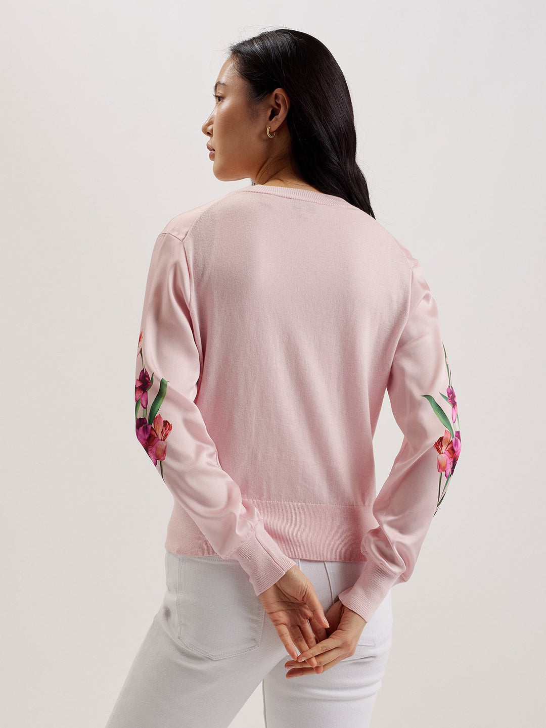 Ted Baker Merall Woven Front Printed Cardigan | Light Pink
