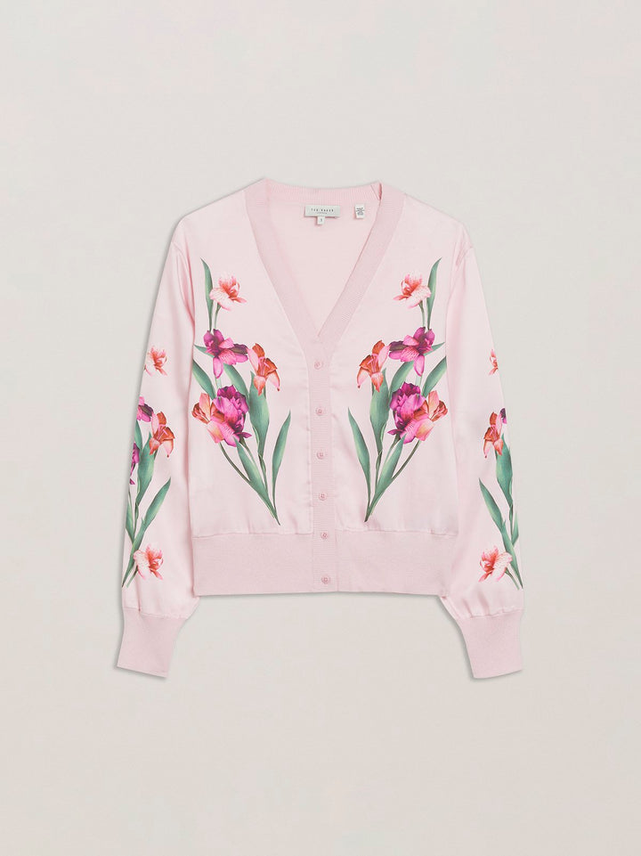 Ted Baker Merall Woven Front Printed Cardigan | Light Pink