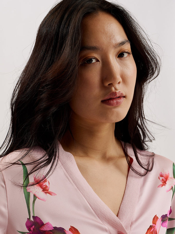 Ted Baker Merall Woven Front Printed Cardigan | Light Pink