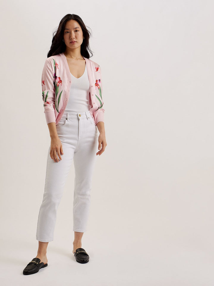Ted Baker Merall Woven Front Printed Cardigan | Light Pink