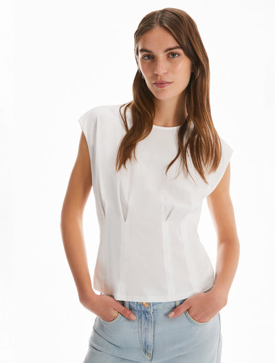 PennyBlack Βαμβακερό T-shirt Dart-detail | Λευκό