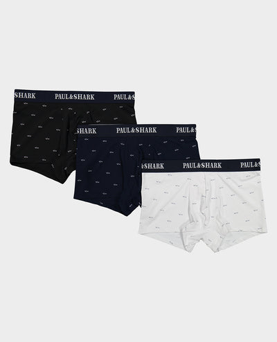 Paul & Shark Microfiber Boxers 3-Pack with Sharks | Navy/Black/White