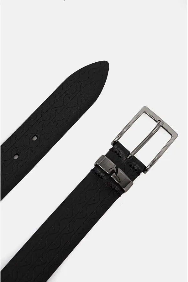 Paul & Shark Monogram Leather Belt | Black