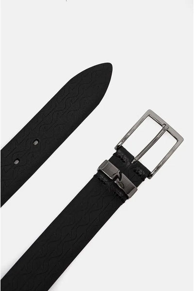 Paul & Shark Monogram Leather Belt | Black
