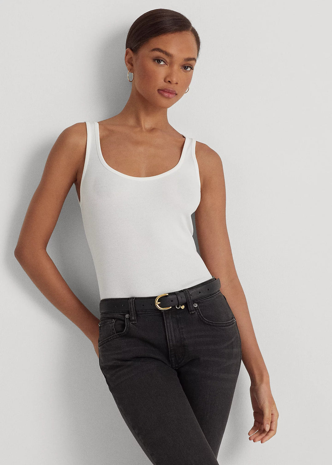 Lauren Ralph Lauren Sleeveless Cotton Top | White