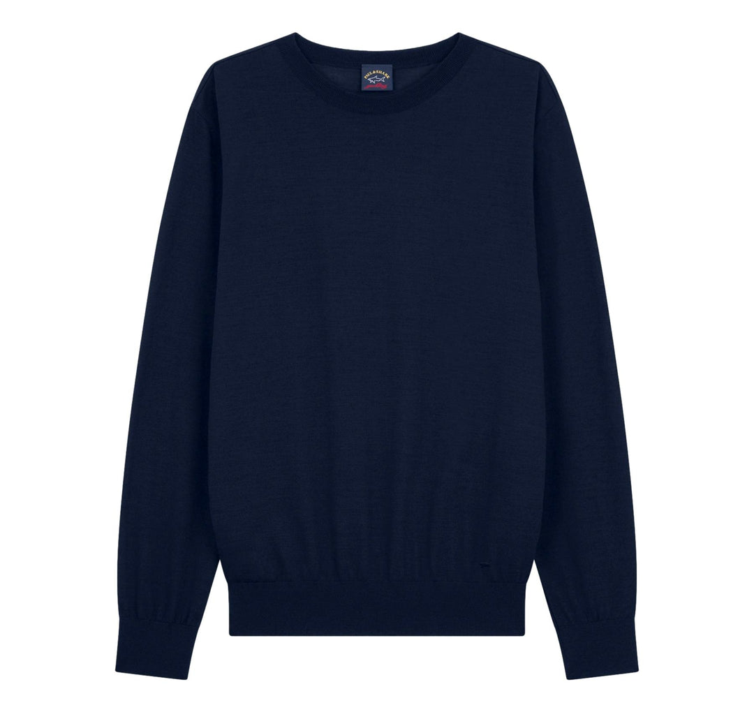 Paul & Shark Embroidered Merino Ultrafine Wool Crewneck | Navy