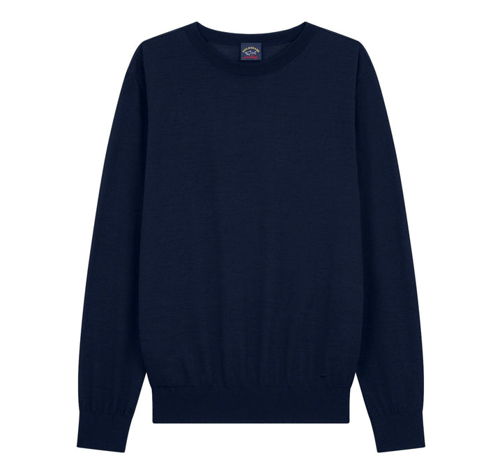 Paul & Shark Embroidered Merino Ultrafine Wool Crewneck | Navy