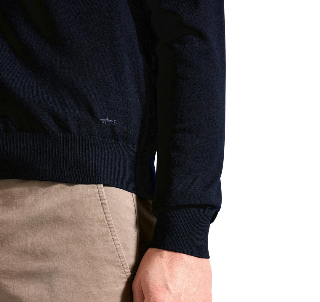 Paul & Shark Embroidered Merino Ultrafine Wool Crewneck | Navy