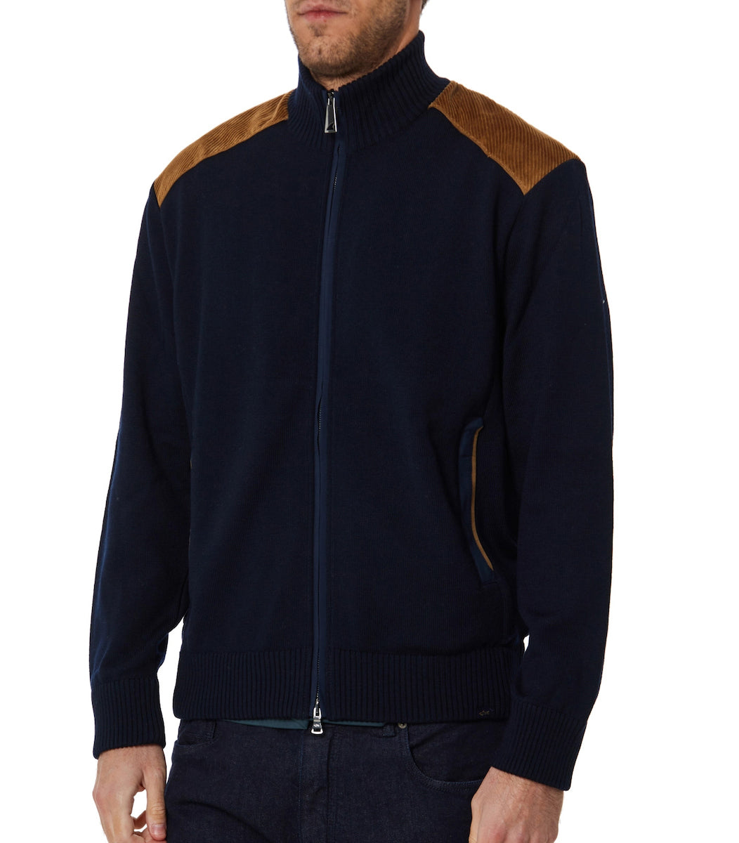 Paul & Shark Velvet Soft Cool Touch Wool Cardigan | Navy