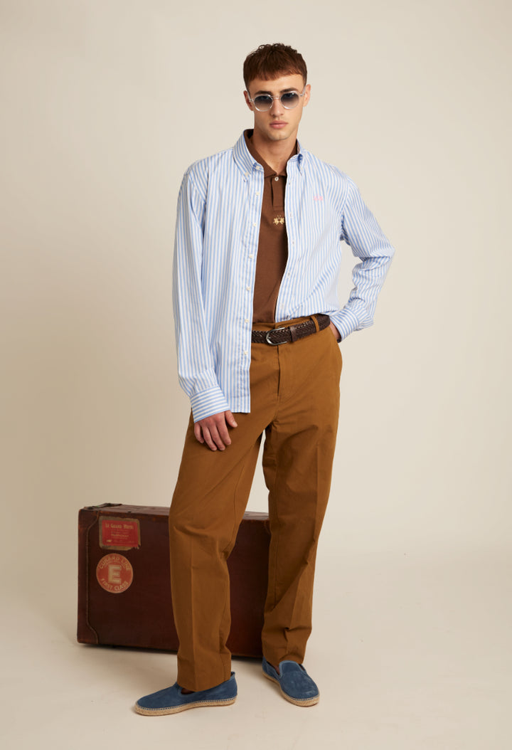 Ανδρικό βαμβακερό ριγέ πουκάμισο La Martina | Γαλάζιο/Λευκό