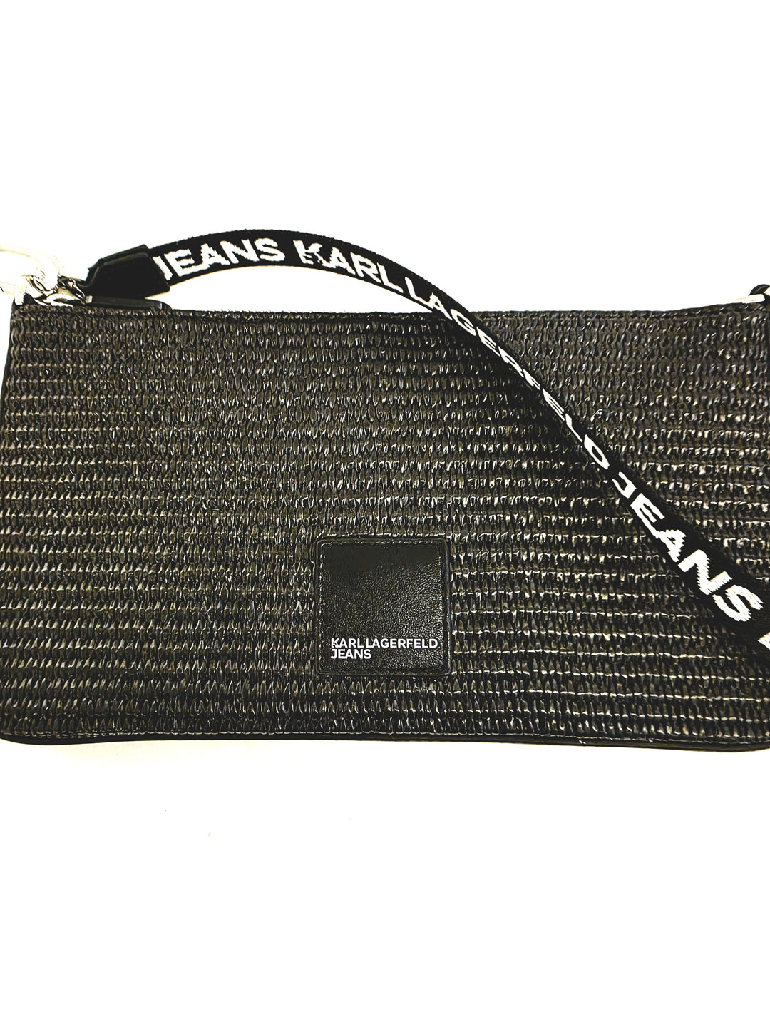 Bolso convertible de rafia tejida de Karl Lagerfeld | Negro