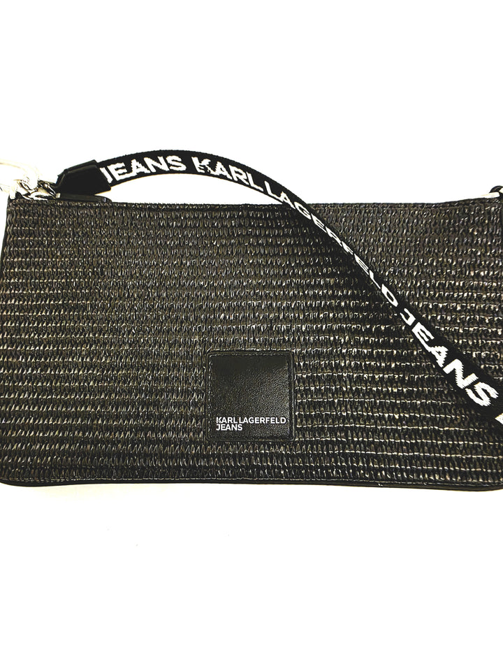 Bolso convertible de rafia tejida de Karl Lagerfeld | Negro