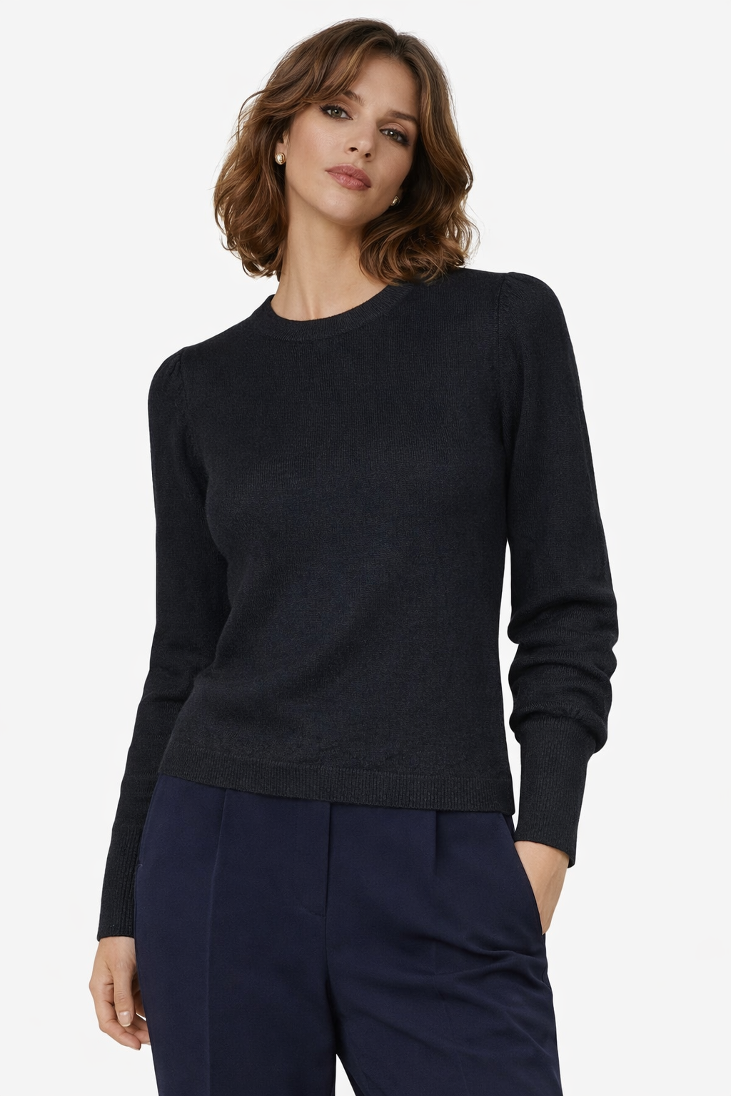 Anonyme Sweater Ruffled Sleeve in Black – product view
