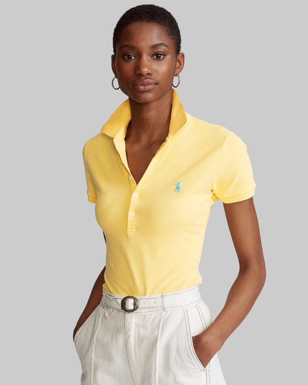 Γυναικείο πόλο Ralph Lauren με στενή εφαρμογή και ελαστικό ύφασμα | Κίτρινο καλαμποκιού
