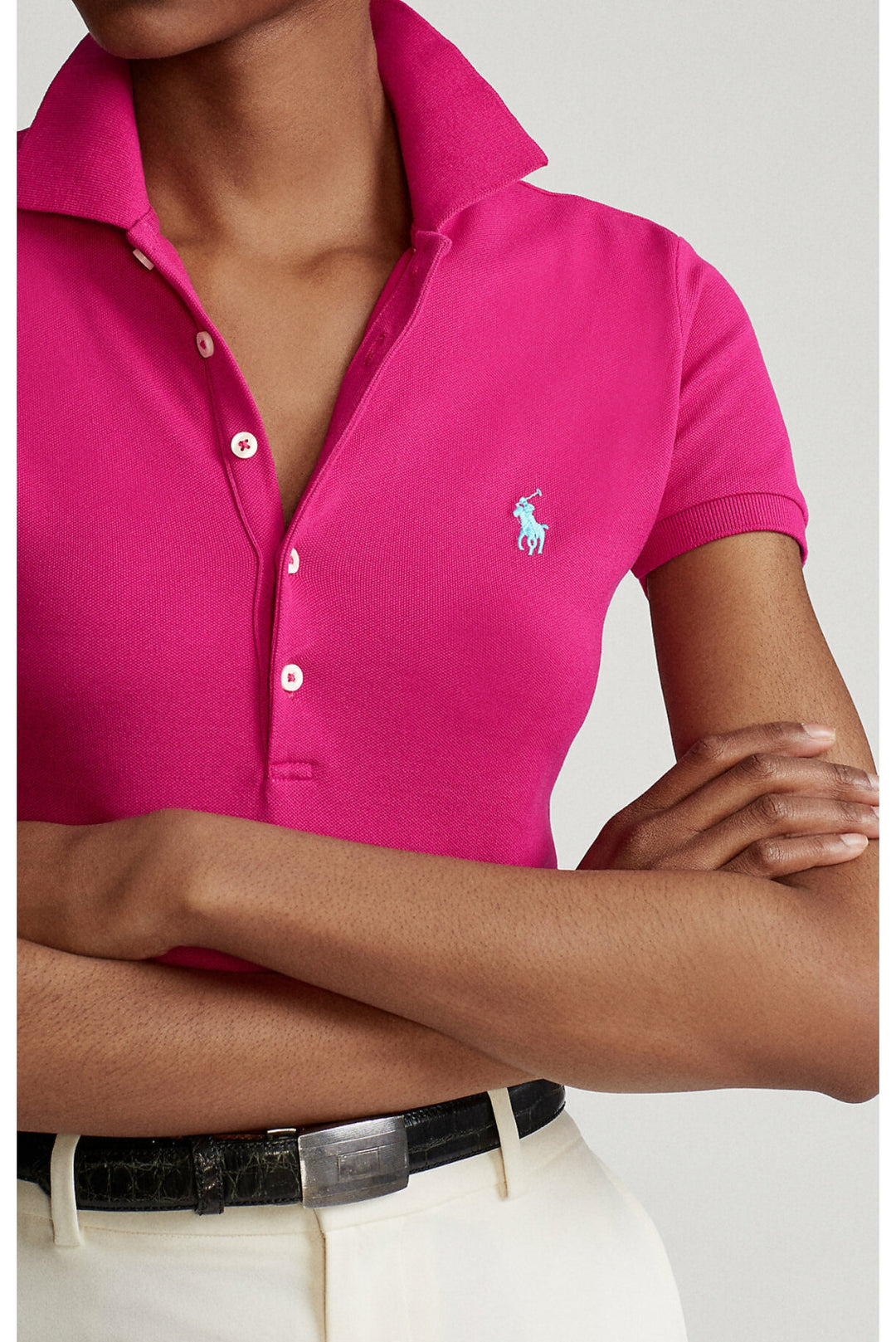 Ralph Lauren Slim Fit Stretch Women's Polo Shirt | Pink Sky