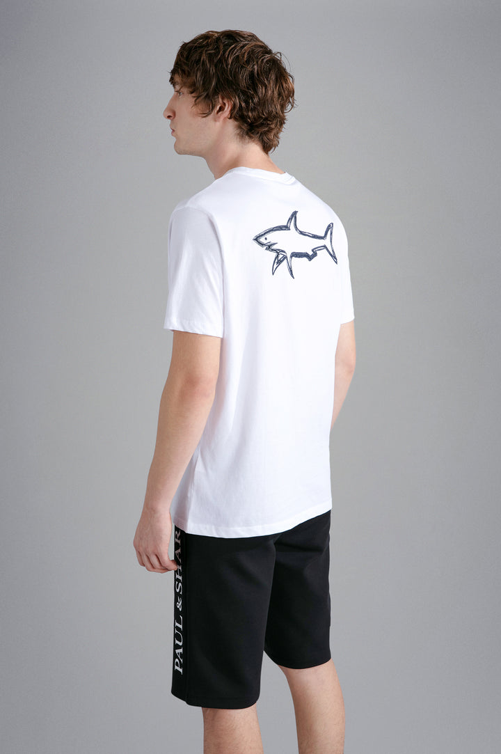 Paul & Shark T-Shirt με Καρχαρία και P&S Σήμα | Λευκό