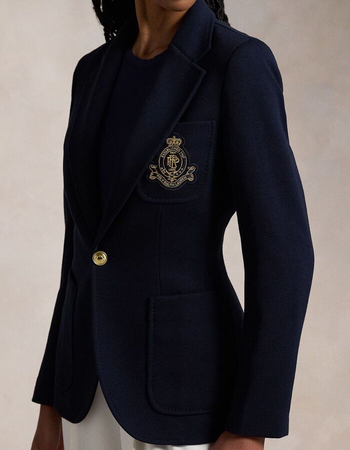 Ralph Lauren بليزر نسائي Double-Knit | Avenue Navy