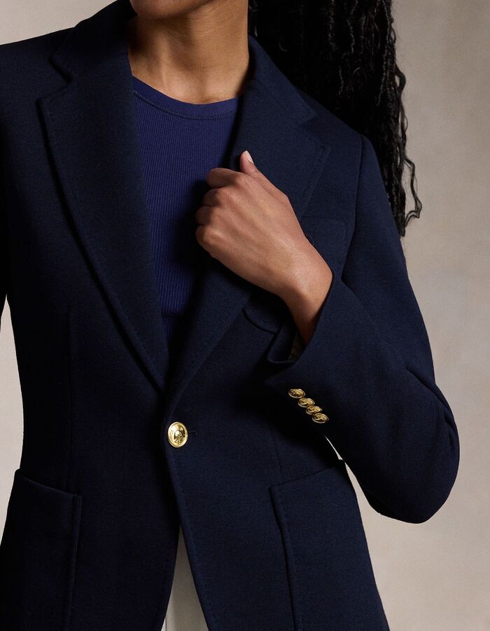 Ralph Lauren بليزر نسائي Double-Knit | Avenue Navy