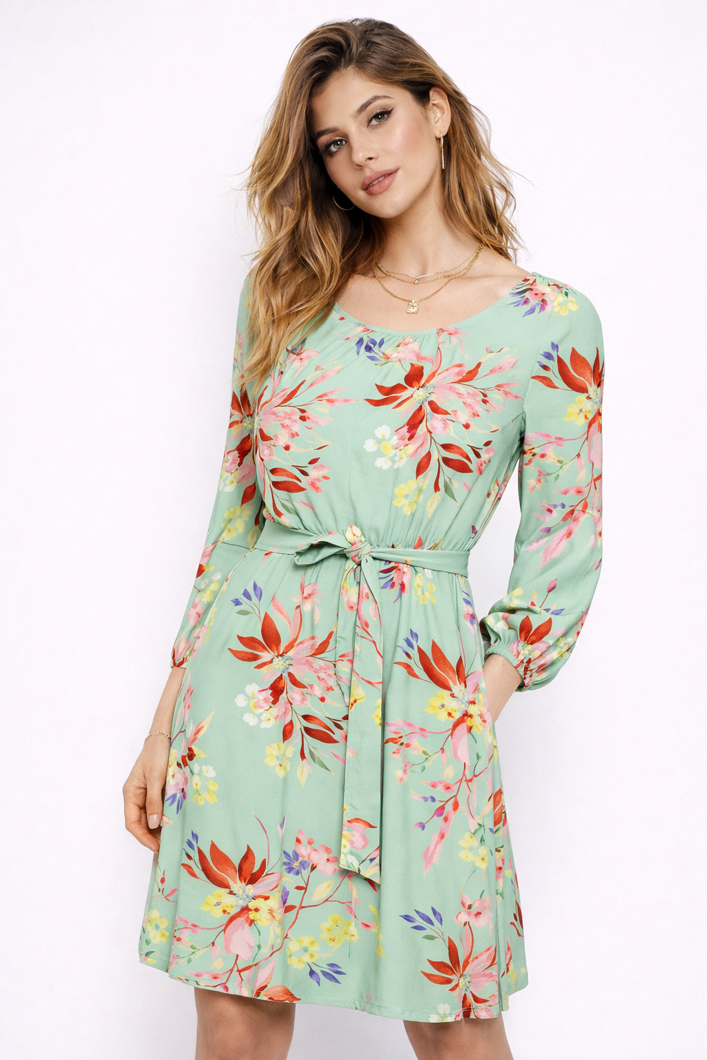 Penny Black 粘胶貂皮连衣裙: Sagre Green – 产品图